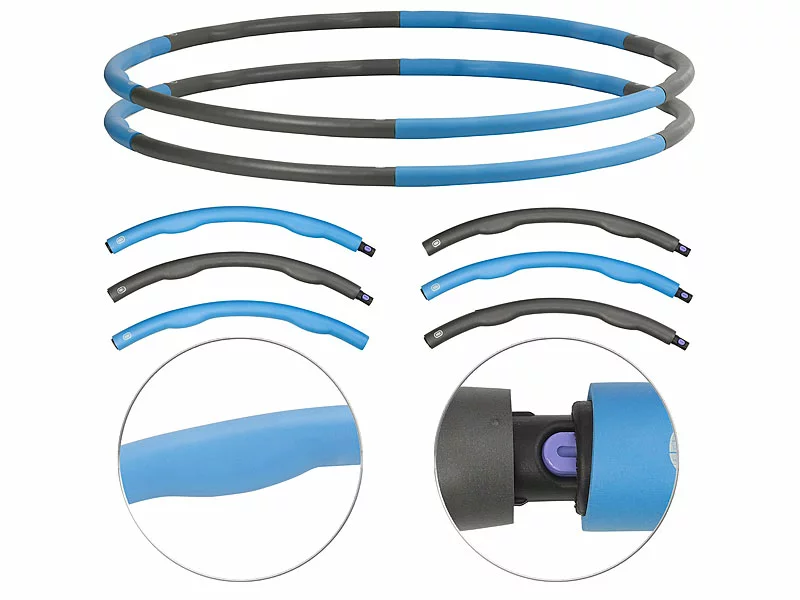 PEARL Sports Fitnessreifen:2er-Set Hula-Hoop-Reifen, Schaumstoff-Mantel, Massage-Noppen, 1,2 Kg 3 PEARL Sports Fitnessreifen:2er-Set Hula-Hoop-Reifen, Schaumstoff-Mantel, Massage-Noppen, 1,2 Kg