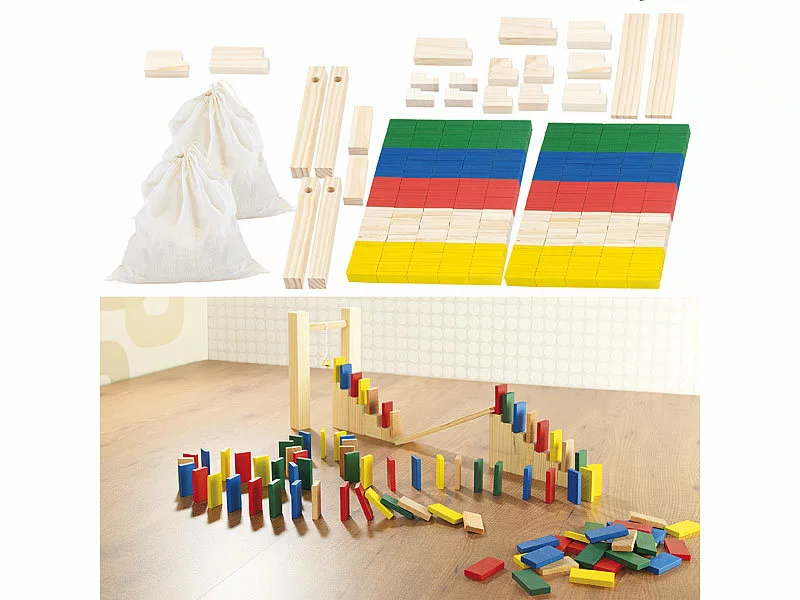 Playtastic Domino-Holzspielzeug:2er-Set 263-teilige Domino-Sets Mit Holzsteinen & Action-Elementen 3 Playtastic Domino-Holzspielzeug:2er-Set 263-teilige Domino-Sets Mit Holzsteinen & Action-Elementen