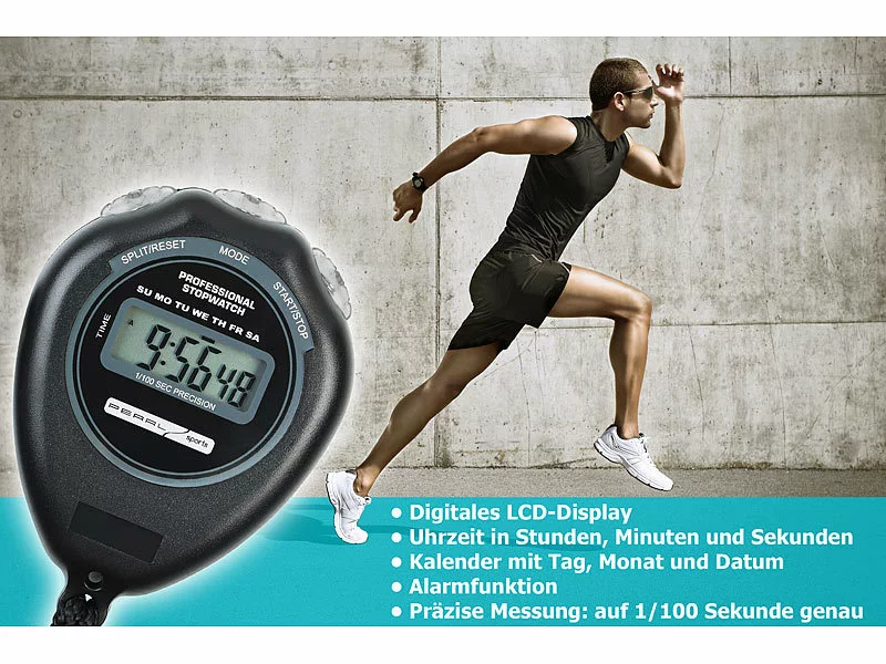 PEARL Sports Stop-Uhren:4er-Set Stoppuhr "Classic", LCD-Display, Bis Auf 1/100 S Genau 5 PEARL Sports Stop-Uhren:4er-Set Stoppuhr "Classic", LCD-Display, Bis Auf 1/100 S Genau – Bild 3