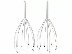 PEARL Massagespinne:2er Pack Kopf-Massage-Spinne Kopfmassagegerät Mit Metall-Griff