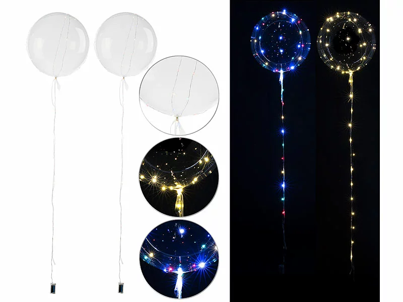 PEARL LED Ballons:8er-Set Luftballons Mit Lichterkette, 40 Weiße & 40 Farb-LEDs, Ø 25 Cm 8 PEARL LED Ballons:8er-Set Luftballons Mit Lichterkette, 40 Weiße & 40 Farb-LEDs, Ø 25 Cm – Bild 6