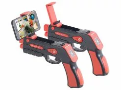 Callstel Pistole Spiele:2er-Set Augmented-Reality AR-Pistole, Bluetooth, Smartphone Bis 5,5"