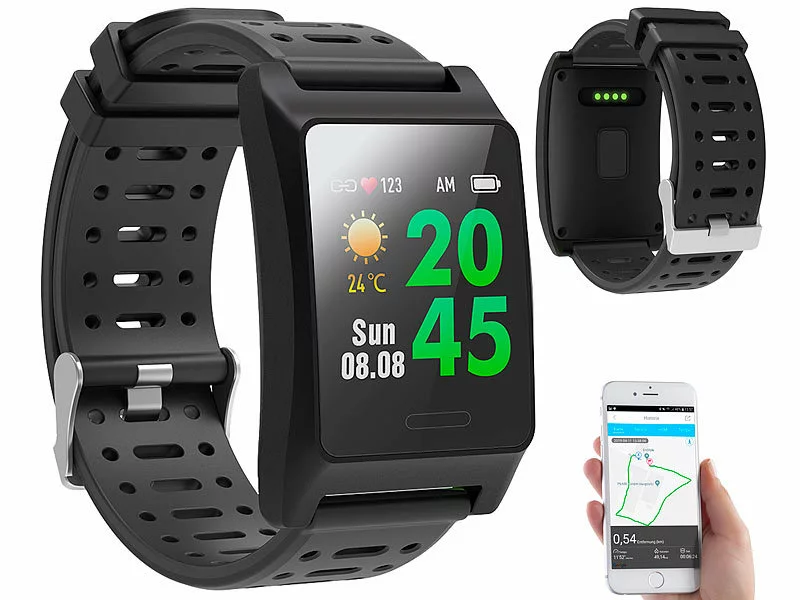 Newgen Medicals Sportuhr:Fitness-GPS-Smartwatch, Herzfrequenz-Anzeige, Farb-Display, App, IP68 4 Newgen Medicals Sportuhr:Fitness-GPS-Smartwatch, Herzfrequenz-Anzeige, Farb-Display, App, IP68 – Bild 2