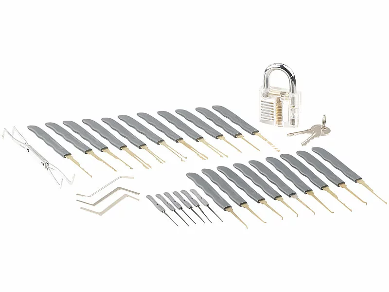 AGT Übungsschloss:Lockpicking-Set Mit 30-teiliger Dietrich-Tasche & 4 Übungs-Schlössern 22 AGT Übungsschloss:Lockpicking-Set Mit 30-teiliger Dietrich-Tasche & 4 Übungs-Schlössern – Bild 20