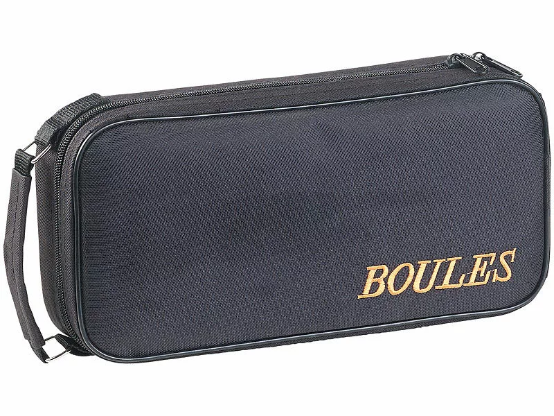 PEARL Boule Kugeln:Boule- & Boccia-Spiel: 8 Metall-, 1 Holz-Kugel, Abstandsmesser, Tasche 8 PEARL Boule Kugeln:Boule- & Boccia-Spiel: 8 Metall-, 1 Holz-Kugel, Abstandsmesser, Tasche – Bild 6