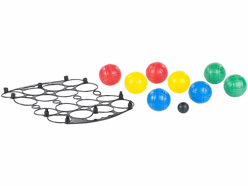 PEARL Outdoorspiele:Boule- & Boccia-Spiel Mit 8 Kunststoff-Kugeln, Ziel-Kugel & Tragekorb 4 PEARL Outdoorspiele:Boule- & Boccia-Spiel Mit 8 Kunststoff-Kugeln, Ziel-Kugel & Tragekorb – Bild 2