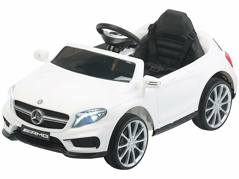 Playtastic Kinderautos:Kinderauto Mercedes-Benz GLA 45, Bis 7 Km/h, Fernsteuerung, MP3, Weiß 4 Playtastic Kinderautos:Kinderauto Mercedes-Benz GLA 45, Bis 7 Km/h, Fernsteuerung, MP3, Weiß – Bild 2