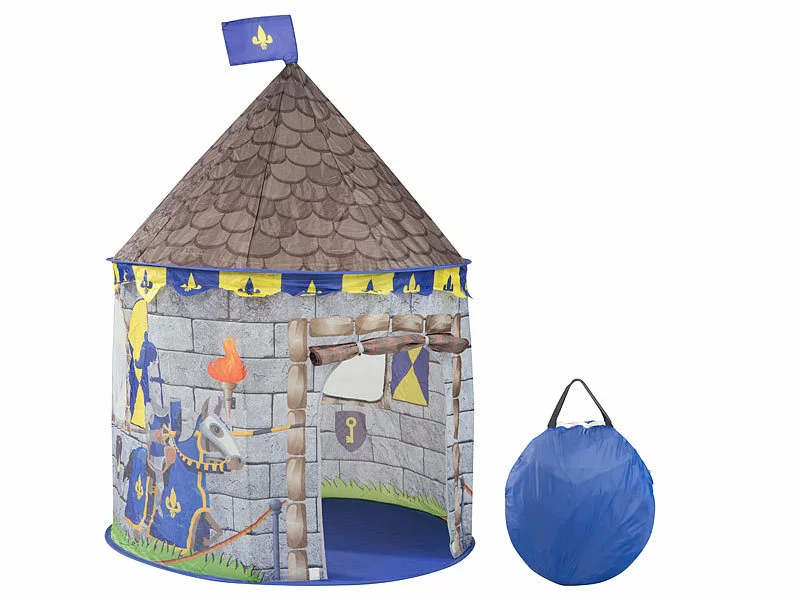 Infactory Ritterzelt Kinder:Kinder-Spielzelt Im Ritterburg-Look Mit Tür & Fenster, Transporttasche 3 Infactory Ritterzelt Kinder:Kinder-Spielzelt Im Ritterburg-Look Mit Tür & Fenster, Transporttasche