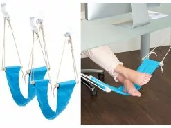 PEARL Fußablage:2er-Set Fuß-Hängematten Mit Echtholz-Stäben, Zum Einhängen, 60 Cm