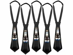 Infactory Flaschenhalter:5er-Set Krawatte Mit Integriertem Bierhalter, Für 0,33-l-Flaschen