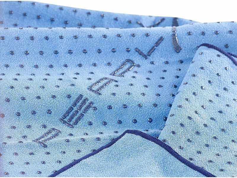 PEARL Sports Yogamatte:2in1-Mikrofaser-Yoga-Handtuch & Auflage, Saugfähig, Rutschfest, Blau 7 PEARL Sports Yogamatte:2in1-Mikrofaser-Yoga-Handtuch & Auflage, Saugfähig, Rutschfest, Blau – Bild 5