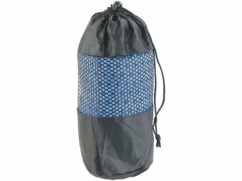 PEARL Sports Yogamatte:2in1-Mikrofaser-Yoga-Handtuch & Auflage, Saugfähig, Rutschfest, Blau 4 PEARL Sports Yogamatte:2in1-Mikrofaser-Yoga-Handtuch & Auflage, Saugfähig, Rutschfest, Blau – Bild 2