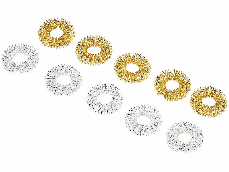 Newgen Medicals Massagering:10er-Set Akupressur-Ringe Zur Fingermassage, Gold- Und Silberfarben 8 Newgen Medicals Massagering:10er-Set Akupressur-Ringe Zur Fingermassage, Gold- Und Silberfarben – Bild 6