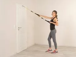 PEARL Sports Fitnessbänder:5er-Set Widerstandsbänder Mit Griffen, Fußschlaufen Und Türanker -Sitzmöbel Verkaufsgeschäft nx7665 12