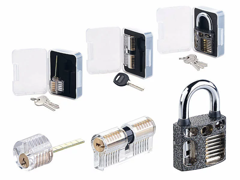 AGT Übungsschloss:Lockpicking-Set Mit 30-teiliger Dietrich-Tasche & 4 Übungs-Schlössern 4 AGT Übungsschloss:Lockpicking-Set Mit 30-teiliger Dietrich-Tasche & 4 Übungs-Schlössern – Bild 2