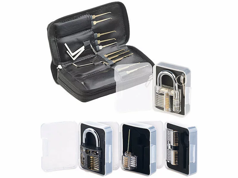 AGT Übungsschloss:Lockpicking-Set Mit 30-teiliger Dietrich-Tasche & 4 Übungs-Schlössern 3 AGT Übungsschloss:Lockpicking-Set Mit 30-teiliger Dietrich-Tasche & 4 Übungs-Schlössern