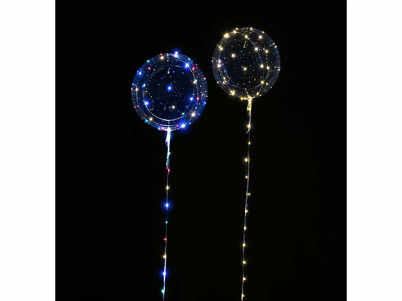 PEARL LED Ballons:8er-Set Luftballons Mit Lichterkette, 40 Weiße & 40 Farb-LEDs, Ø 25 Cm 7 PEARL LED Ballons:8er-Set Luftballons Mit Lichterkette, 40 Weiße & 40 Farb-LEDs, Ø 25 Cm – Bild 5