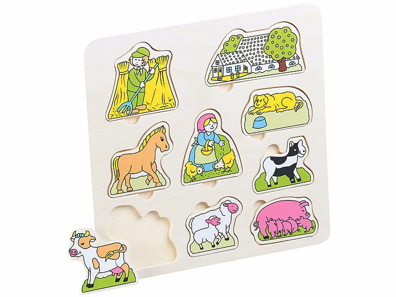 Playtastic Kinderspiele:3er-Set Bunte Kinder-Puzzles Aus Holz: Buchstaben, Bauernhof & Verkehr 6 Playtastic Kinderspiele:3er-Set Bunte Kinder-Puzzles Aus Holz: Buchstaben, Bauernhof & Verkehr – Bild 4