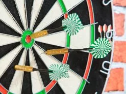 Playtastic Darts:12er-Set Messing-Dartpfeile Mit Stahlspitze, 50 Flügel, 100 Gummiringe -Sitzmöbel Verkaufsgeschäft nx9692 5 1