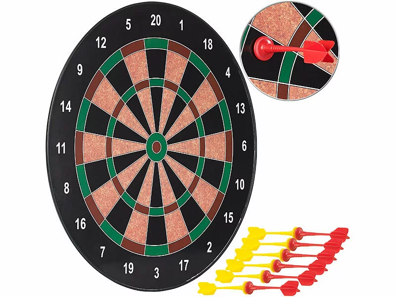 Playtastic Dart:Magnetische Dartscheibe Mit 12 Pfeilen, Je 6x Gelb Und Rot, Ø 40cm 3 Playtastic Dart:Magnetische Dartscheibe Mit 12 Pfeilen, Je 6x Gelb Und Rot, Ø 40cm