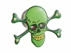 Lunartec Blink-Pin Mit Batterie:Blink-Pin Mit LED & Magnetclip "grüner Totenkopf"