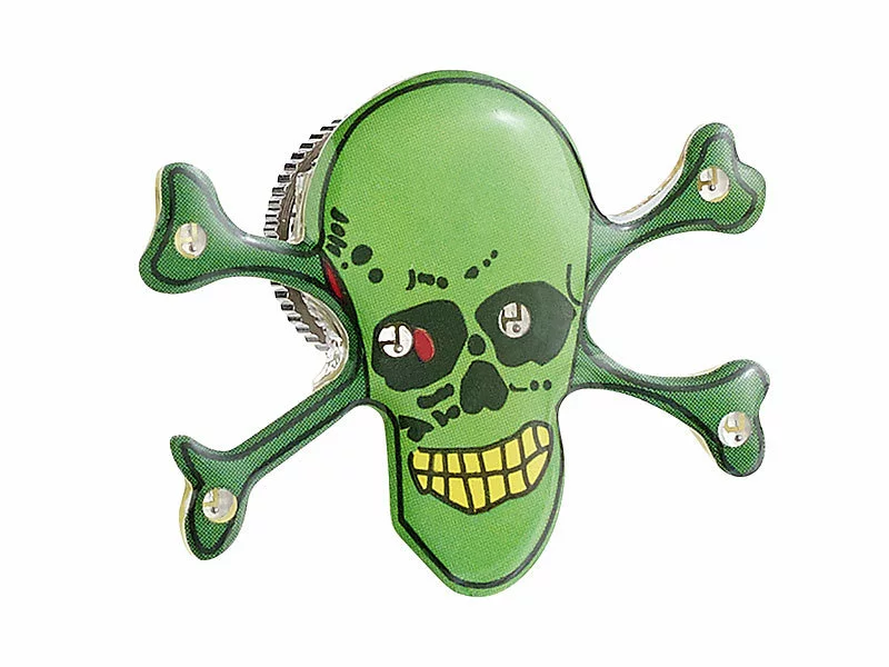 Lunartec Blink-Pin Mit Batterie:Blink-Pin Mit LED & Magnetclip "grüner Totenkopf" 3 Lunartec Blink-Pin Mit Batterie:Blink-Pin Mit LED & Magnetclip "grüner Totenkopf"