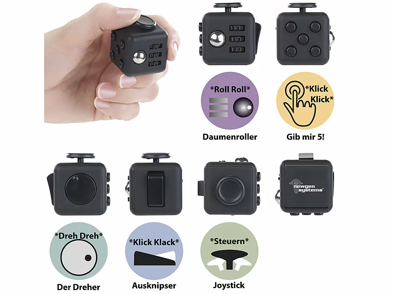 Newgen Medicals Fidget Cube:Anti-Stress-Würfel Mit 5 Funktionen Gegen Nervosität, Stress Und Wut 3 Newgen Medicals Fidget Cube:Anti-Stress-Würfel Mit 5 Funktionen Gegen Nervosität, Stress Und Wut