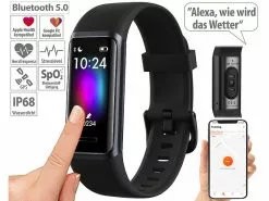 Newgen Medicals Smartwatch:Fitness-Armband Mit Touch, Herzfrequenz, SpO2, App, Alexa, IP68