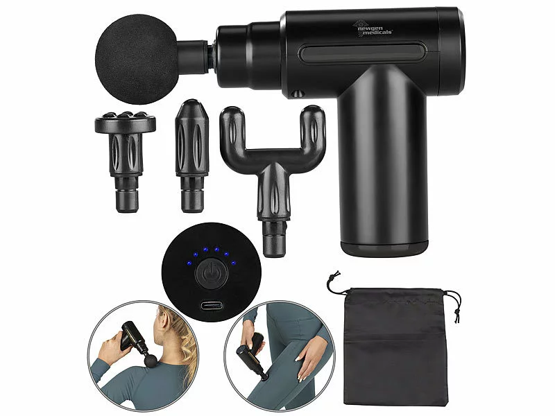 Newgen Medicals Massagepistole:Kompaktes Akku-Hand-Massagegerät Mit 4 Aufsätzen, 6 Stufen, USB, 25 W 4 Newgen Medicals Massagepistole:Kompaktes Akku-Hand-Massagegerät Mit 4 Aufsätzen, 6 Stufen, USB, 25 W – Bild 2