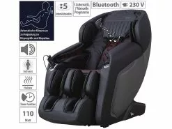 Newgen Medicals TV-Massagesessel:Luxus-Ganzkörper-Massagesessel Mit IR-Wärme, Bluetooth, Schwarz