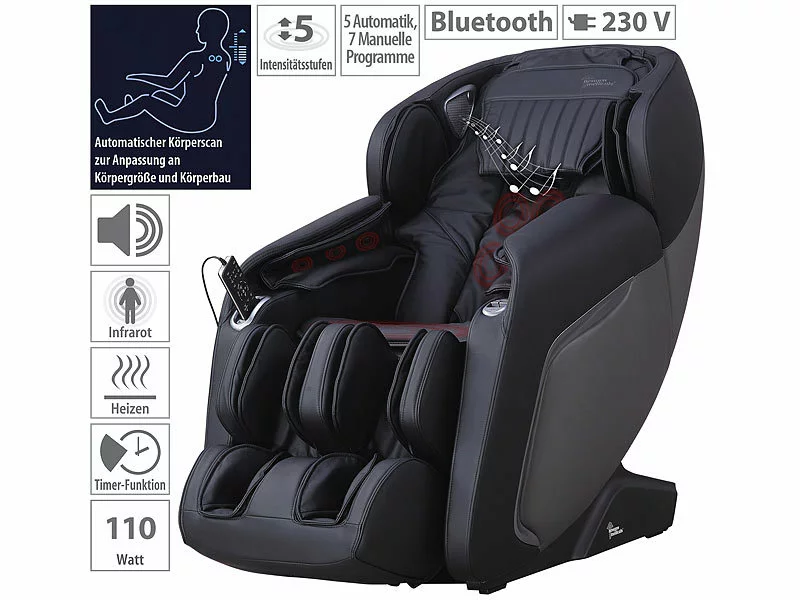 Newgen Medicals TV-Massagesessel:Luxus-Ganzkörper-Massagesessel Mit IR-Wärme, Bluetooth, Schwarz 3 Newgen Medicals TV-Massagesessel:Luxus-Ganzkörper-Massagesessel Mit IR-Wärme, Bluetooth, Schwarz
