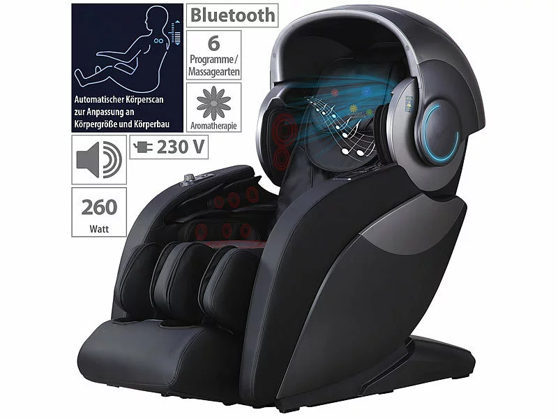 Newgen Medicals Massagestuhl:Luxus-Ganzkörper-Massagesessel, Space-Cover, Bluetooth, App, Schwarz 3 Newgen Medicals Massagestuhl:Luxus-Ganzkörper-Massagesessel, Space-Cover, Bluetooth, App, Schwarz