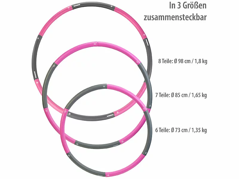 PEARL Sports Massage-Hula-Hoops:2er-Set Hula-Hoop-Reifen, Schaumstoff-Ummantelung, Bis 1,8kg, Ø 98cm 9 PEARL Sports Massage-Hula-Hoops:2er-Set Hula-Hoop-Reifen, Schaumstoff-Ummantelung, Bis 1,8kg, Ø 98cm – Bild 7