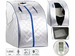 Newgen Medicals Mini Sauna:Portable Infrarot-Sauna Mit Fußheizung, 4 Carbon-Heizern, Sitz, 1050 W