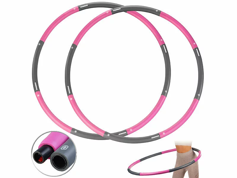 PEARL Sports Massage-Hula-Hoops:2er-Set Hula-Hoop-Reifen, Schaumstoff-Ummantelung, Bis 1,8kg, Ø 98cm 3 PEARL Sports Massage-Hula-Hoops:2er-Set Hula-Hoop-Reifen, Schaumstoff-Ummantelung, Bis 1,8kg, Ø 98cm